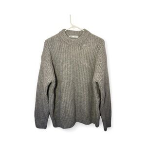 Zara Textured Gray Crewneck Sweater Unisex for all!